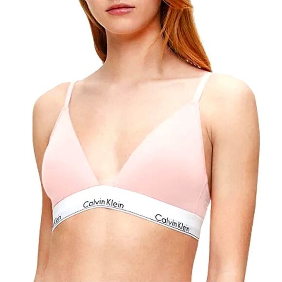 Calvin Klein Cotton Triangle Bra with Removable Pads Pink Sz XSMALL NWT - Picture 1 of 10
